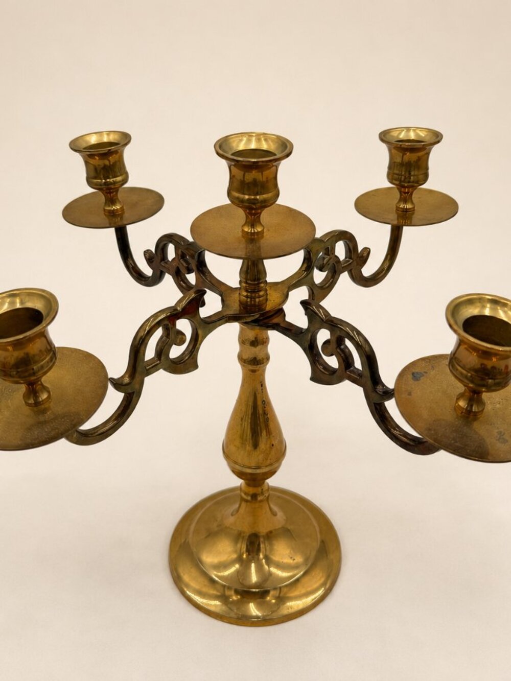 Vintage Brass 5-Arm Candelabra Candle Holder Made In India Home Décor Or Events